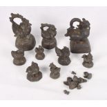 A set of Burmese bronze opium weights