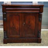 A Victorian mahogany and banded chiffonier, fitted one drawer and cupboards, 36" wide