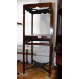 A 19th Century mahogany square washstand, fitted undertier, a standard lamp on tripod base and a