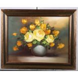 A still life, roses, in gilt frame, a number of other floral pictures, various, a colour print,