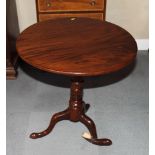 A 19th Century mahogany circular tilt top occasional table, 36" dia