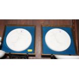 A pair of Royal Copenhagen porcelain plaques after Thorvaldsen, "Night" and "Day", 6" dia