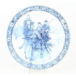 A 20th Century Delft charger with sledge in winter scene, 15" dia