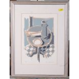 Peter Strachan '89: a signed limited edition screen print, still life on a table, 1/42, in strip