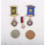 Two Order of the Buffalo jewels, a Chinese bronze zodiac medallion, an ERII miniature long service