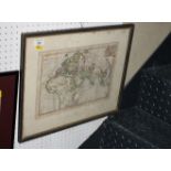Rigobert Bonne: an 18th Century hand-coloured map, the ancient World, in strip frame, two hand-