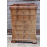 An early 19th Century Scandinavian mahogany secretaire chest, fitted seven drawers, on bracket