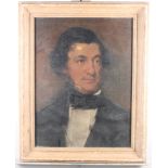 A 19th Century oil painting, portrait of a man in a black coat and cravat, 20" x 15", in cream