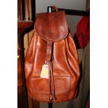 A lady's brown leather rucksack bag