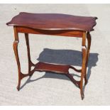 An early 20th Century shape top two-tier occasional table, 30" x 14", and another rectangular