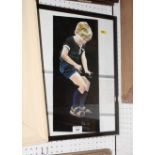 Carole Radley: oil on panel, child climbing a fence, 17 1/2" x 13 1/2", in ebonised strip frame, and