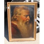 An 18th Century continental oil on board, portrait of a bearded man, 18" x 12", in gilt frame