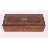 A Regency rosewood and brass inlaid trinket box, 9" wide