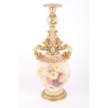 A Royal Doulton floral decorated two-handled vase, 17 1/2" high