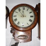 A 19th Century burr walnut cased drop dial wall clock with white enamel dial and twin fusee