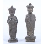 A pair of continental metal baptismal figures of Christ, 4" high