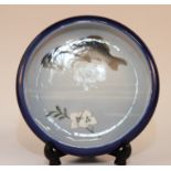 A Royal Copenhagen shallow bowl with carp decoration, 7 1/2" dia