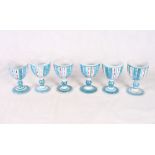 A set of six Alan Caiger-Smith Aldermaston Pottery goblets decorated in blue and red