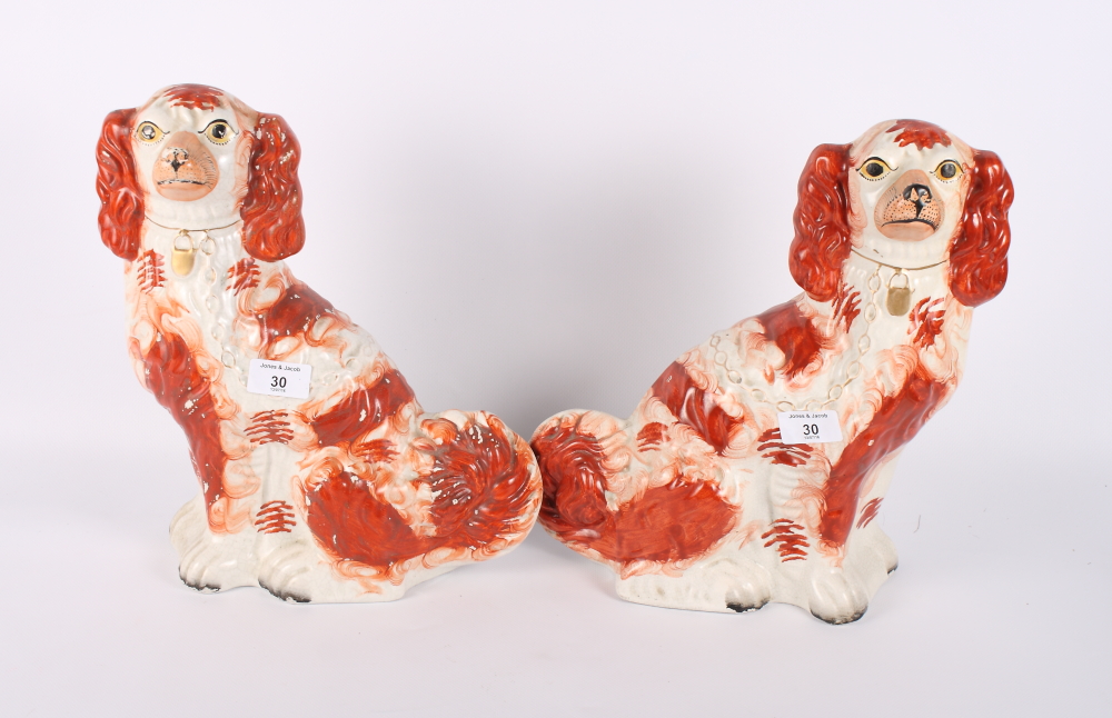 A pair of 19th Century Staffordshire dogs, 13" high