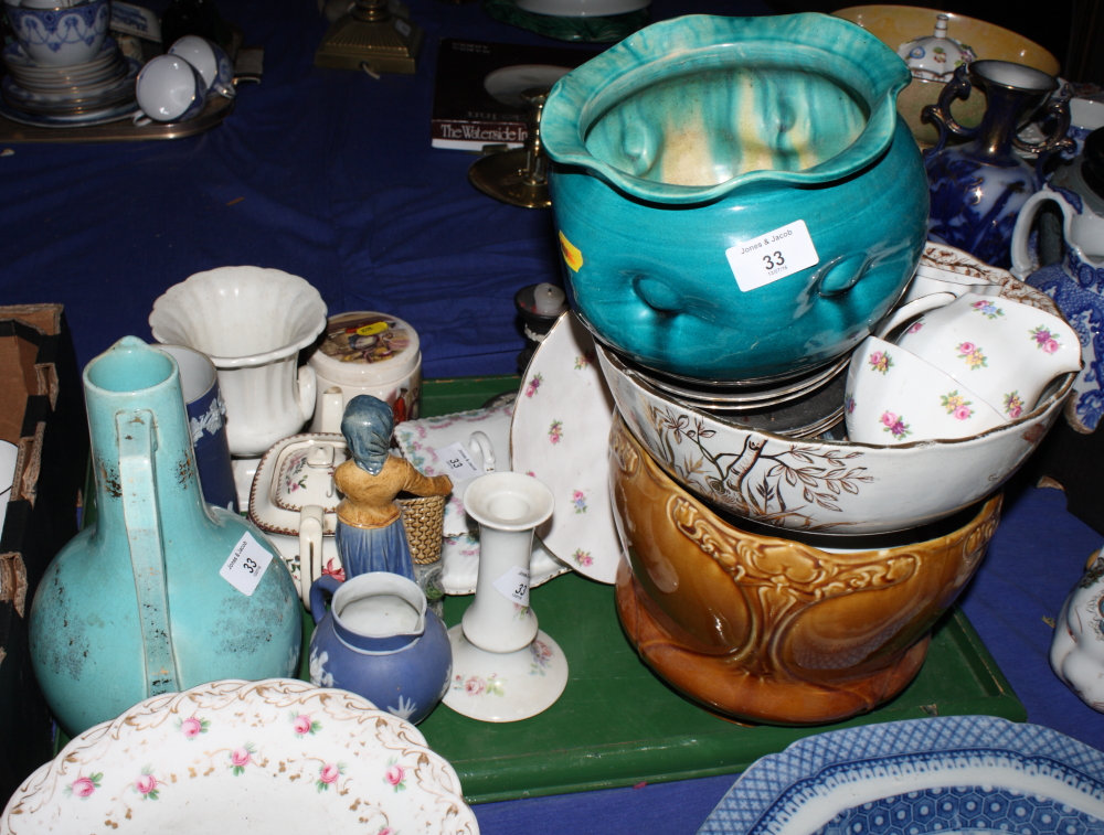 A pair of Wedgwood black jasper candlesticks, a similar vase, a blue jasper jug and other items of - Image 2 of 2