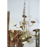 A brass 17th Century Dutch style chandelier