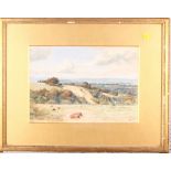 E P A October 1918: watercolours, South Downs view with cattle in foreground, 10" x 14 1/2", in gilt