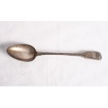 A Georgian silver fiddle pattern serving spoon engraved initials, 4oz troy approx