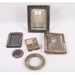 Six silver photograph frames, various (damages)