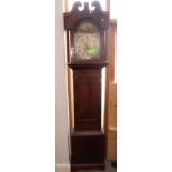 A late Georgian figured mahogany long case clock with eight-day movement and castle painted dial