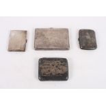 Four engine turned silver cigarette cases, 12.5oz troy approx