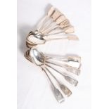 A set of twelve silver fiddle pattern teaspoons engraved initials, London 1933, 8.9oz troy approx