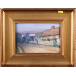 Bert T Oliver 1915: watercolours, "Amberley Sussex", 6" x 9", in gilt swept frame