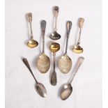 A pair of silver berry spoons with bamboo design handles, Sheffield 1891, a set of four Victorian