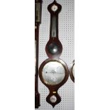 A 19th Century wheel barometer in mahogany case by Parker, Watford, 37" high (lacking ivory adjuster
