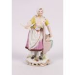 Four 19th Century French porcelain figures, market traders, 6" high (restorations)