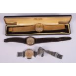 A gentleman's 9ct gold cased Accurist wristwatch, a gentleman's stainless steel cased Cyma Triplex