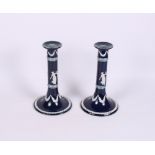 A pair of Copeland sprig decorated candlesticks, 9" high