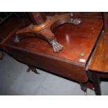 A 19th Century mahogany Pembroke dining table with centre leaf, on turned supports, 23" x 43"