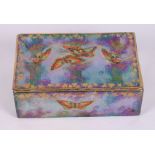 A Fieldings "fairyland lustre" style decorated jewellery box, 6" wide