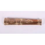 An 18th Century gilt metal and engraved bodkin case, 4 1/2" long