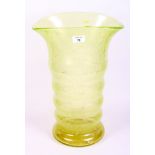 An early 20th Century Scottish green bubble glass tapering vase on circular foot, 17" high