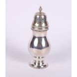 A silver baluster-shaped sugar caster, 5oz troy approx