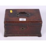 A Georgian mahogany box with brass carry handle and fitted interior, 9 1/2" wide