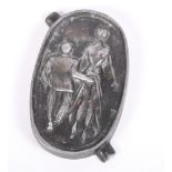 A 1920s cast aluminium ash tray, two figures "Ooh-ah"