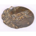 T Hingre: a 19th Century patinated bronze dish with dogs chasing a pheasant, 6 1/2" wide