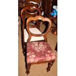 A set of four Victorian mahogany loop back dining chairs with Trafalgar seats and five similar