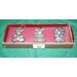 A boxed set of three Gorham silver plated reindeer Christmas tree decorations