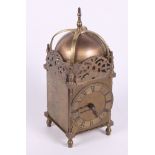 A well reproduced lantern clock, 10" high