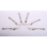 A set of six silver forks, finials cast roses, 15oz troy approx