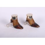 Taxidermy: a pair of antelope feet, mounted as an inkwell and a vesta holder, 4 3/4" high